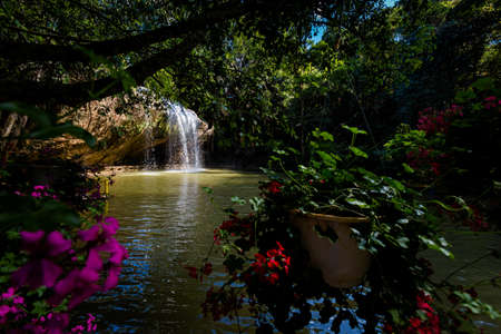 Beautiful mountain Prenn Falls in Da Lat, Vietnam. Lam Dong province.の写真素材