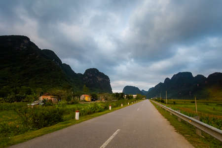Beautiful green vivid  landscape in National Park Phong Nha Ke Bang in Vietnam. Rural scenery photo taken in south east Asia.の写真素材