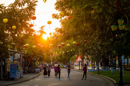 Hoi An, Vietnam - February 2020: Beautiful landmark of Vietnam world heritage city Hoianのeditorial素材