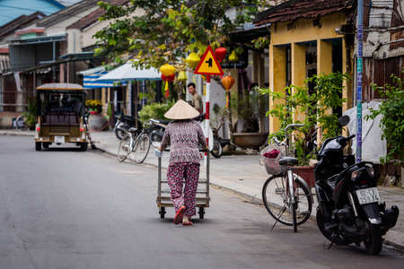 Hoi An, Vietnam - February 2020: Beautiful landmark of Vietnam world heritage city Hoianのeditorial素材