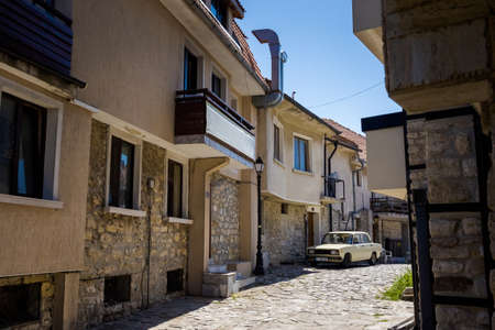 Nesebar, Bulgaria - July 2021: Beautiful bulgarian landmark. Summer in Ancient city Nessebar, Unesco world heritage center landscape with blue skyのeditorial素材