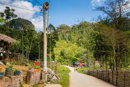 Phong Nha, Vietnam - February 2020: Beautiful green vivid landscape in National Park Phong Nha Ke Bang, Rural sceneryのeditorial素材