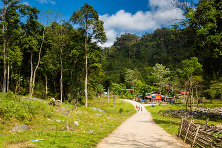 Phong Nha, Vietnam - February 2020: Beautiful green vivid landscape in National Park Phong Nha Ke Bang, Rural sceneryのeditorial素材