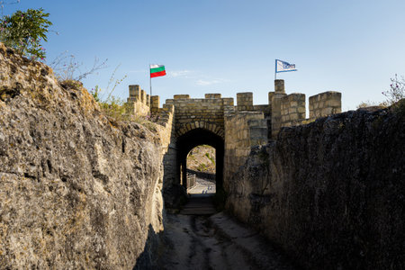 Summer beautiful photo of Ovech Fortress in Provadia, Bulgaria, Varna province. Landscape with blue skyのeditorial素材