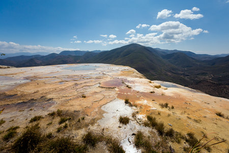 Beautiful landscape of natural infinity pool Hierve el Agua, waterfalls Oaxaca, Mexicoの写真素材