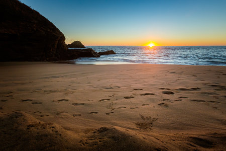 Beautiful Mazunte beach in Mexico. Landscaoe during sunset taken from Punta Cometaの写真素材