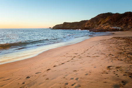 Beautiful Mazunte beach in Mexico. Landscaoe during sunset taken from Punta Cometaの写真素材