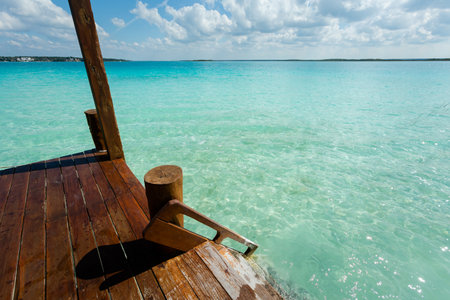 Beautiful landscape photo taken in Laguna Bacalar in Mexico during kayak trip.の写真素材