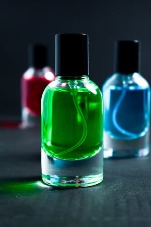 Multicolor bottle perfume setの写真素材