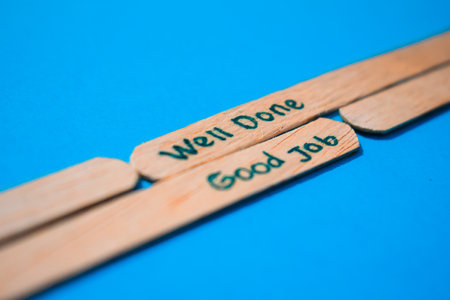 stick of ice cream with the words Well done and Good Job. Motivational quotes, optimism, positive...