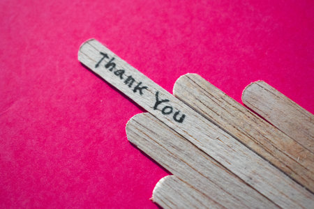 stick of ice cream with the words Thank you. Motivational quotes, optimism, positive words. Isolated on backgroundの写真素材