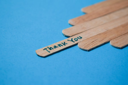 stick of ice cream with the words Thank you. Motivational quotes, optimism, positive words. Isolated on backgroundの写真素材