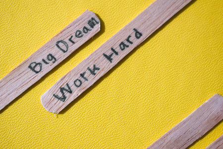stick of ice cream with the words Big Dream, Work Hard. Motivational quotes, optimism, positive words. Isolated on backgroundの写真素材