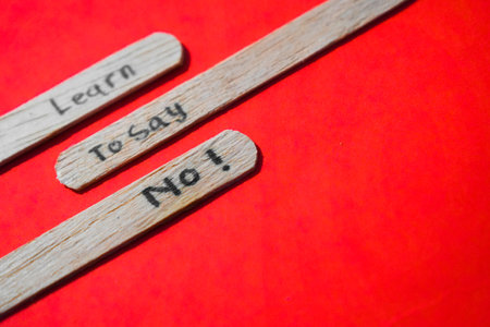 stick with the words Learn to say No. Motivational quotes, optimism, positive words. Isolated on backgroundの写真素材