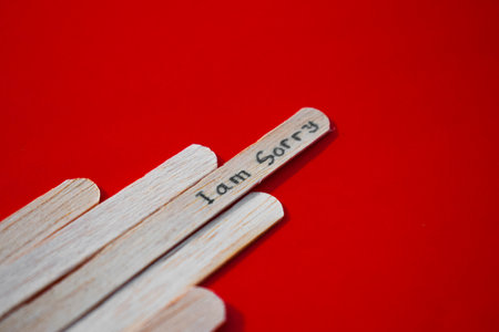 stick of ice cream with the words I am sorry. Motivational quotes, optimism, positive words. Isolated on backgroundの写真素材