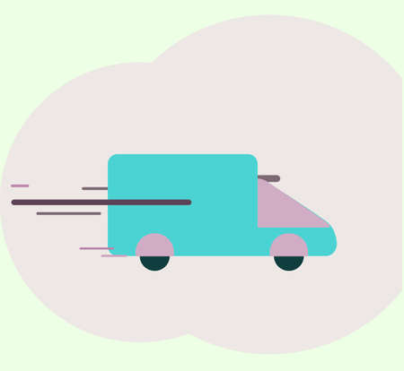 Vector illustration fast blue bus with pink window