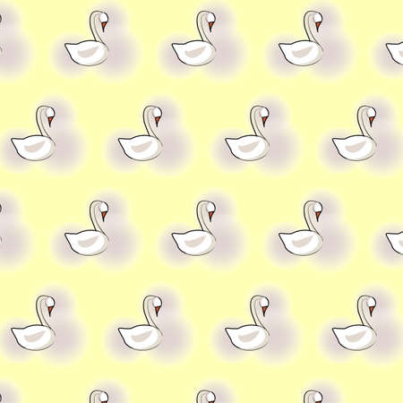 Vector illustration bright background of swans.のイラスト素材