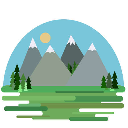 Vector illustration colourfull landscape with mountains.のイラスト素材