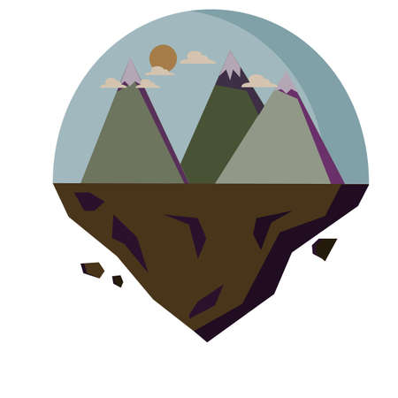 Vector illustration colorful landscape with mountains.のイラスト素材