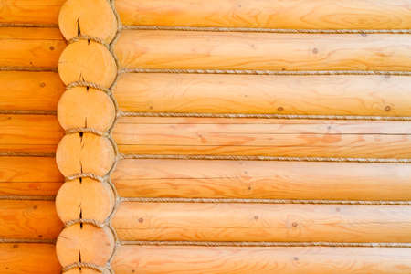 Rustic log cabin wall in architectureの写真素材