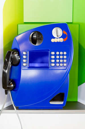 Blue public pay phoneの写真素材