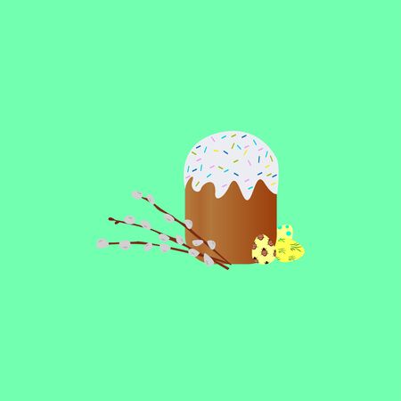 Vector illustration.Easter cake with colorful sprinkles isolated . sticker pack. Happy easter symbol Easter cake .Holiday sweet food.のイラスト素材