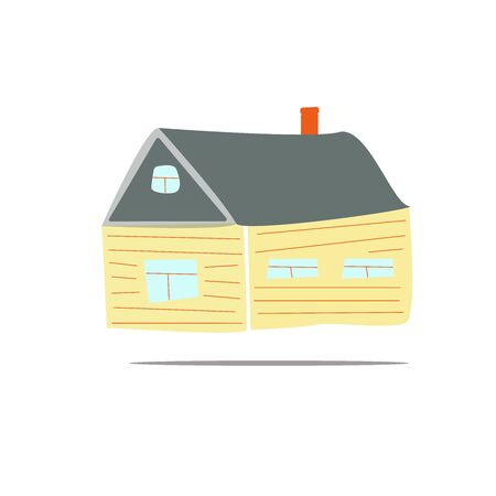 Cartoon residential home. New family cartoon house in modern style.Vector illustration isolated. Property investment concept. Design element.のイラスト素材