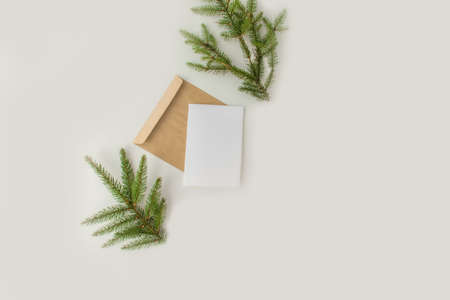 Winter invitation mockup with stylish card .の写真素材