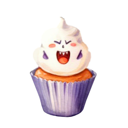 Halloween cakes with ghost. Illustration for decoration on Halloween party festival.の写真素材