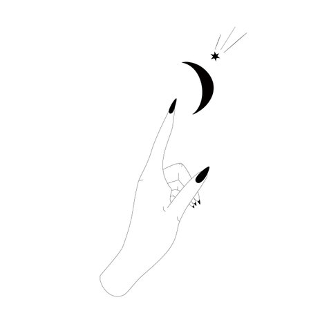 Magical hands template. Linear style, minimal design. Esoteric and mystical design elements.のイラスト素材