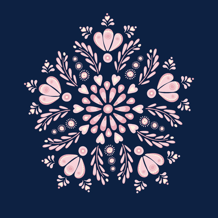 Blue and yellow floral folk design, ideal for fabric, embroidery, or card. Vector illustrationのイラスト素材