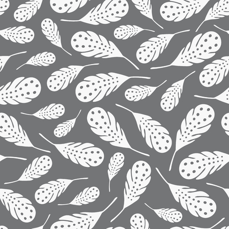 Vector tossed white feathers seamless repeat pattern background.のイラスト素材