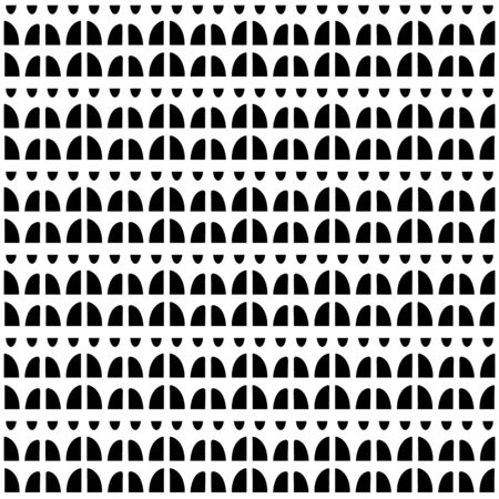 Seamless repeat design background of hand drawn abstract shapes . Vector fun curves geometric pattern in black and white.のイラスト素材