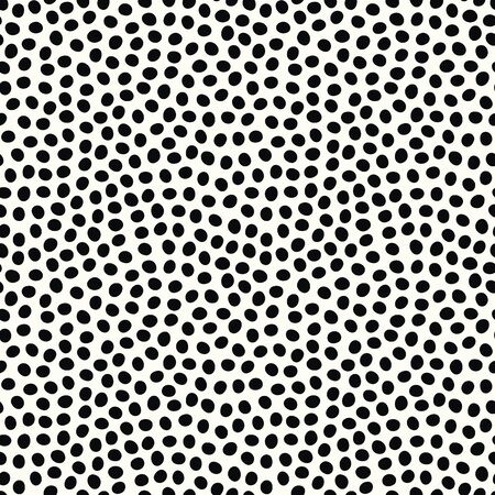 Seamless repeat tossed pattern of hand drawn polka dot. Black spots in an abstract vector design...