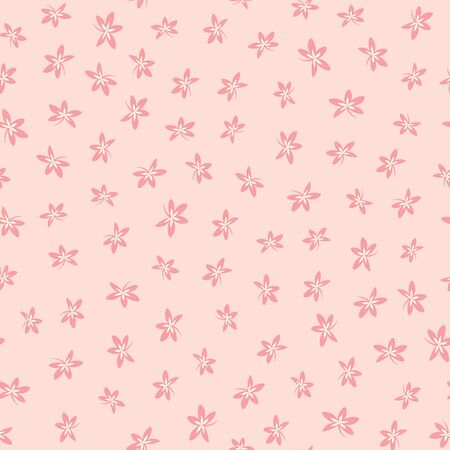 Floral pattern background. Seamless tossed repeat vector design of flowers in pink and white.のイラスト素材