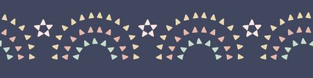 Rainbow border background. Cute vector banner design with triangle and star shapes.のイラスト素材