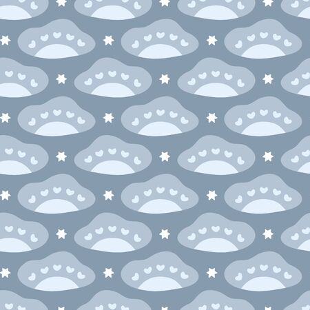 Star and cloud pattern. Vector seamless repeat background design in grey.のイラスト素材
