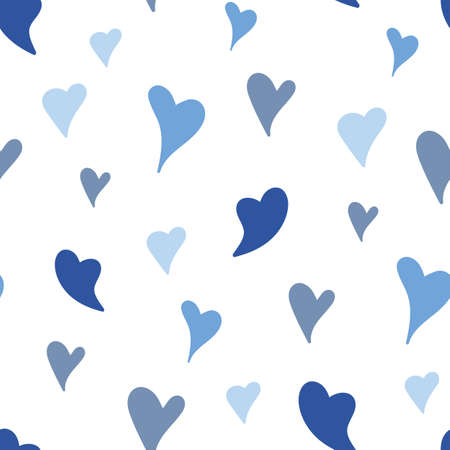 Heart background pattern, cute vector seamless repeat design ideal for Valentines day. Fun illustration of hand drawn blue hearts.のイラスト素材