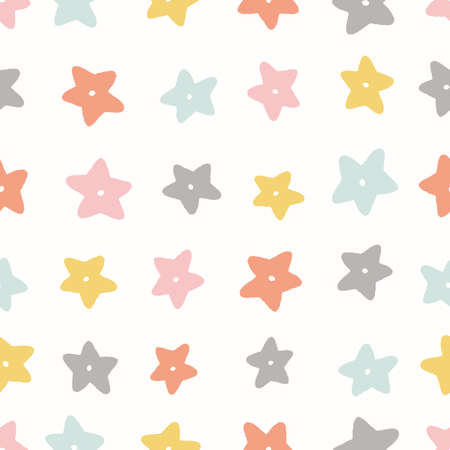Star pattern. Cute vector seamless pattern of colourful star shapes in an all over design, resource background.のイラスト素材