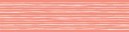 Striped background border. Textured wavy stripe design banner in terracotta orange. Vector seamless repeat pattern.のイラスト素材