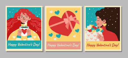 Happy Valentine's Day greeting card. Vector illustration. February 14. Love. Lettering.のイラスト素材