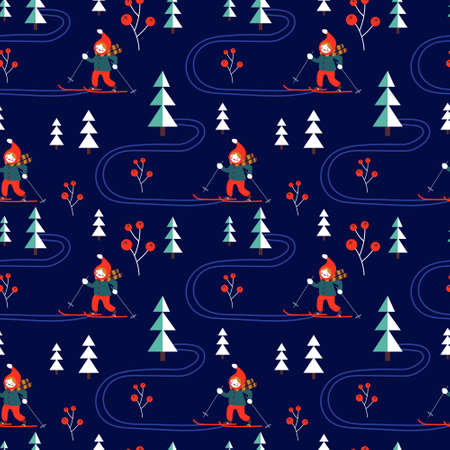 Seamless vector pattern with christmas or new year illustration. Winter pattern collection. Christmas wrapping paper.のイラスト素材