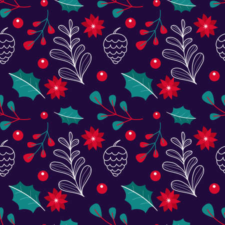 Seamless vector pattern with christmas or new year illustration. Winter pattern collection. Christmas wrapping paper.のイラスト素材