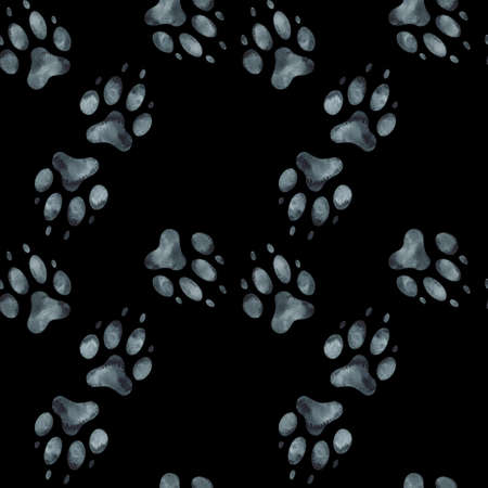 Seamless pattern of dog footprint. Watercolor illustration.の写真素材