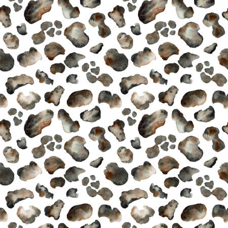 Hand-drawn watercolor seamless pattern, leopard skin imitation background.
