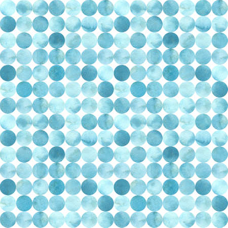 Shades of blue, random circle tile background, seamless pattern. Watercolor illustration.