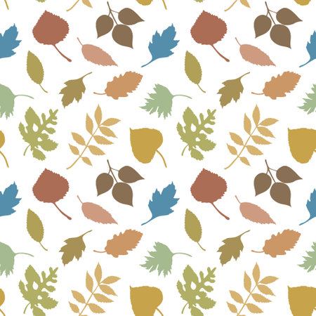 Fall vector background. orange and blue colors. Autumn leaves and berries seamless patternのイラスト素材