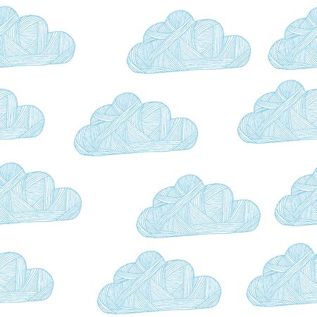 cloud blue seamless patternのイラスト素材