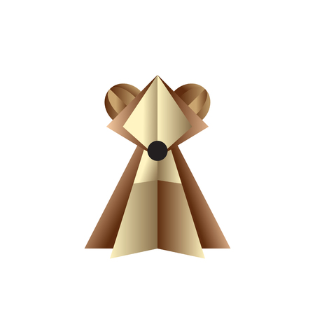 Vector brown bear made of paper on white fonのイラスト素材