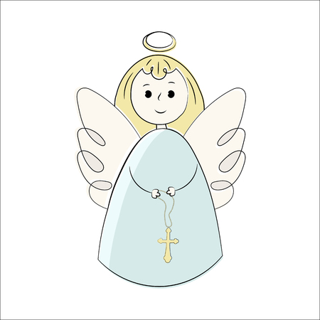 Vector angels on a white background. Hand-drawn in the style of doodle. Isolated objectsのイラスト素材